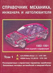 Регулировочные и справочные параметры автомобилей и микроавтобусов (бензин), с 1982 по 1991 г., Том 1(A-N)