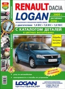 RENAULT LOGAN, бензин, с 2005 г.в., + рестайлинг 2010 г. Цветное руководство по ремонту + каталог